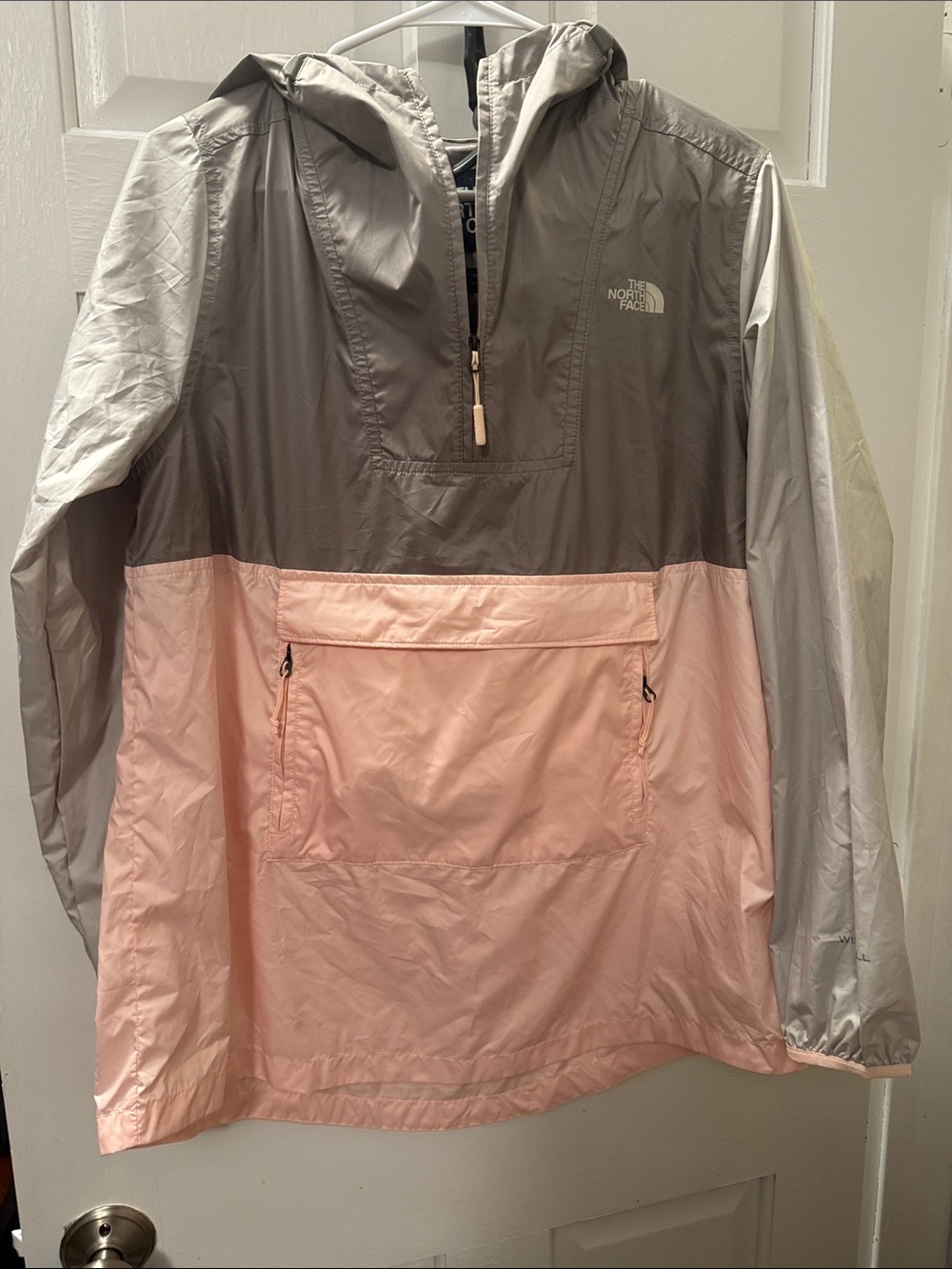 The North Face Women's Pink and Gray Packable Anorak